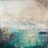 Alice Cescatti - 'Of shore' - acid etched on silver leaf panel - 100 x 100 cm