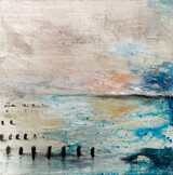 Alice Cescatti - 'Ocean swell' - Säuregeätzt, Ölfarbe auf Blattsilberplattel - 43 x 43 cm.