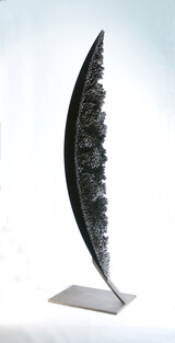 Ralf Weber - 'Falce della luna' - black granit, stainless steel - 238 x 40 x 6 cm