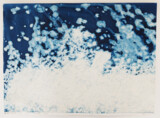 Roberto Ghezzi, Naturografie (Eis) #3, Schmelzendes Eis, Cyanotopie auf Papier, 45 x 55 cm, 2022