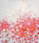 Frederic Paul, Blossoms in the Wind, Öl, Acryl, Reispapier auf Leinwand, 120 x 110 cm, 2024