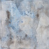 Gabriele Musebrink, embossing serie 1 no 3, serie embossings on paper from selfmade stone plate, painted with chemical reactions and pigments, 72 x 72 cm, frame 82,5 x 82,5 cm, 2021