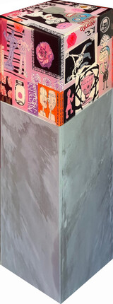 Cora Korte, “Home sweet home…“, Hinterglasmalerei, Sockel, 130 x 30 x 30 cm