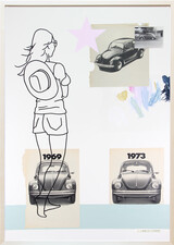 Personenwagen, 2019, Collage/Mixed Media, 100 x 70 cm, gerahmt
