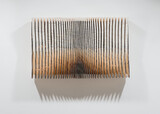 Flavio Senoner line relief 189, 2021, burned and painted pinewood, 88,6x55,6,14cm