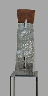 Skulptur, Stahl/Beton/Holz, 14 x 15 x 52 cm, 2024