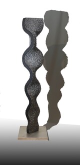 'In Flow', black granite, stainless steel, h. 204 x d. 30 x w. 24 cm.