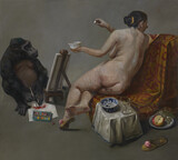 Pavel Feinstein: &#34;N 1441&#34; (Affe mit weiblichem Akt), 2010, Öl/Leinwand, 170 x 190 cm