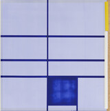 Joachim Grommek: o. T., #255 (Blaupause von Mondrian: Composition with double Line and Blue, 1935), 2022