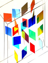 Rosali Schweizer, spitz auf knopf, 2024, Acrylglas und V2A Draht, 57 x 95 x 22 cm