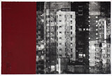 Red City Radierung Siebdruck Foto Aquatinta mit Prägung auf Bütten 78 x 108 cm