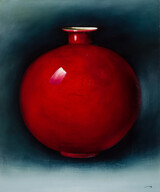 120 x 100, Öl Leinwand, Rote Runde Vase, 2022