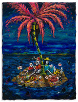 Moritz Schleime, Little Wing Island (the unsend letters), 2025, oil on canvas, 40 x 30 cm