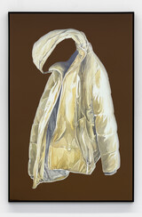 Goldene Jacke II 2023 Watercolor on paper, lacquered UV glass 190 x 125 cm