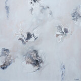 Françoise Wattré, Somewhere, Sometime, Acryl, Pigmente auf Leinen, 100 x 100 x 4 cm, 2023