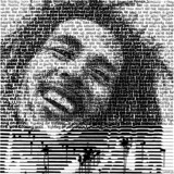 SAXA, Bob Marley Handgeschrieben mit Tusche auf Leinwand, 100 x 100 cm, 2024