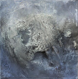 Gabriele Musebrink, NORGE STONE 14, fresco limestone, pigments on canvas, 50 x 50 cm, 2020