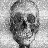 SAXA, Memento mori, Handgeschrieben mit Tusche auf Leinwand, 100 x 100 cm, 2025