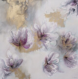 Françoise Wattré, Say it with flowers, Acryl, Pigmente auf Leinen, 100 x 100 x 4 cm, 2024