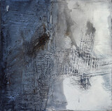 Gabriele Musebrink, Emotions in grey No 1, fresco limestone, pigments on canvas,, 100 x 100 cm, 2018