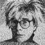 SAXA, Warhol, Handgeschrieben mit Tusche auf Leinwand, 100 x 100 cm, 2025