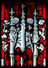 Peter Hemmel von Andlau, gotischer Baldachin mit Blumen, Glasmalerei, um 1480