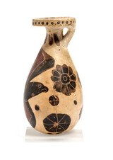 Antikes Gefäß für duftendes Salböl mit der Darstellung eines Vogels und vielen Rosetten. Korinthisch, Ende 7. Jh. v. Chr.