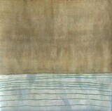 Landscape 2 2025 Serie Writings Schriften Acryl Tusche und Sand auf Papier 70 x 70