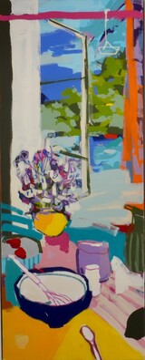 Anja Nürnberg, Rührschüssel, 200x160cm, Mischtehcnik auf Leinwand, 2025