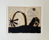 Haus mit Palme, 1994, 50x60, Oel über alte Buchseiten