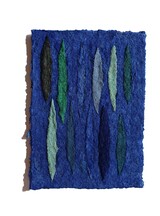 Helmut Dirnaichner, "Türkis, Amazonit # 2022-27" - 2022, Vivianit, Malachit, Lapislazuli, Türkis, grüner Azurit, Amazonit, Azurit, Smalte, Zellulose; 21 x 16 cm, gerahmt 32 x 26 cm