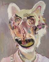 Juliane Hundertmark: "Bunny", Öl, Collage/Leinwand, 2025, 100 x 80 cm
