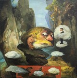 Zhao, Yongbo: Auf Wolke Sieben, 2025, Öl/Leinwand, 65 x 65 cm