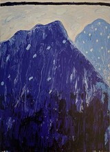 Erhaben und stolz, das Bergmassiv, Mischtechnik auf altem Bütten, 62x45 cm