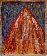 Sommertag im Regen, Mischtechnik auf Baschè, 60x50 cm