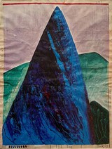 Horst Becking, Die Landschaft überragend, Mischtechnik auf alten Handschriften, 75x56 cm