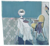 Janosch Dannemann, Empfang, 2025, Farbstift und Ölpastell, 55x60 cm