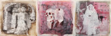 Verlorene Kindheit 2026, Malerei, Zeichnung und Siebdruck auf Glas, 50 x 150 cm