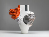 Maya Fenderl bird withe clay Engobe glaze platnium 90x80x40cm 2024