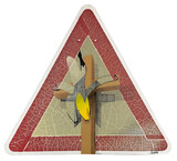 Thomas Baumgärtel, Religion, 2025, Spraylack auf Metall - Verkehrsschild, 74 x 84 cm, WVZ 3066