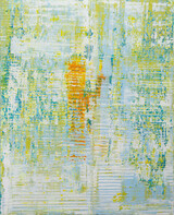 Marius Singer, Strukturen mit orangenem Zentrum, 2019, Acryl auf Leinwand, 150 x 120 cm