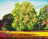 Thomas Baumgärtel, Kölner Park (in Zusammenarbeit mit Harald Klemm), 2017, Acryl Spraylack auf Leinwand, 80 x 100 cm, WVZ 2014