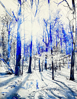 Wald in blau 2024 Tusche auf Papier 130x100cm