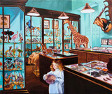 Mädchen im Naturkundemuseum, 2026, Öl auf Leinwand, 170 x 200 cm