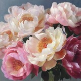 Pfingstrosen, 2025, Öl auf Leinwand, 60 x 60 cm