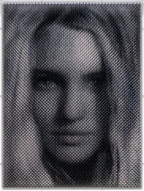 Thalia, 2019, Serie Optical Portraits Wood Upright, Lack auf Holz auf Kapa Platte hinter Plexiglashaube, 57 x 43 x 8 cm